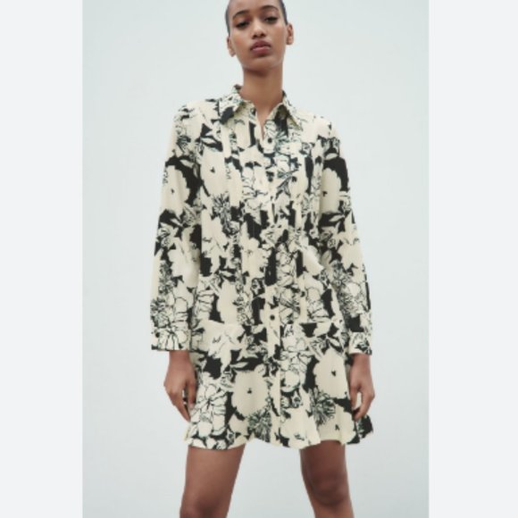 Zara Printed Shirt Dress - XS - Picture 1 of 5